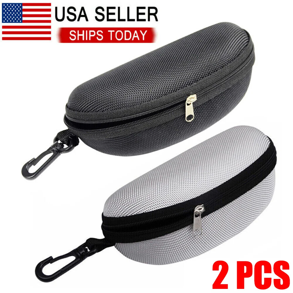 2PCS Portable Eye Glasses Case Sunglasses Protector Box Belt Clip Hard Zipper 4