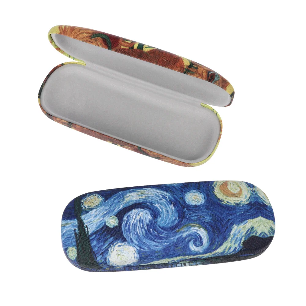 2PCS Unisex Hard Shell Eyeglasses Cases Oil Painting Pattern Glasses Box Case 2