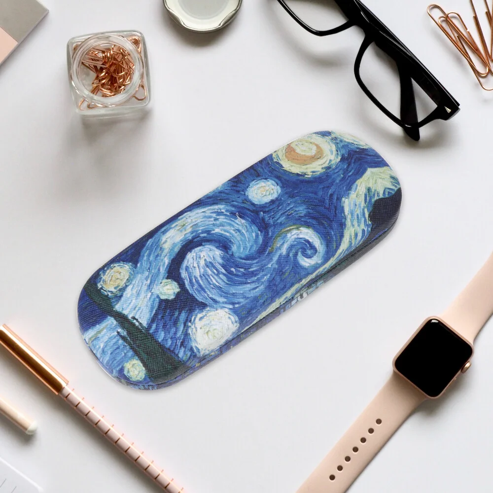 2PCS Unisex Hard Shell Eyeglasses Cases Oil Painting Pattern Glasses Box Case 4