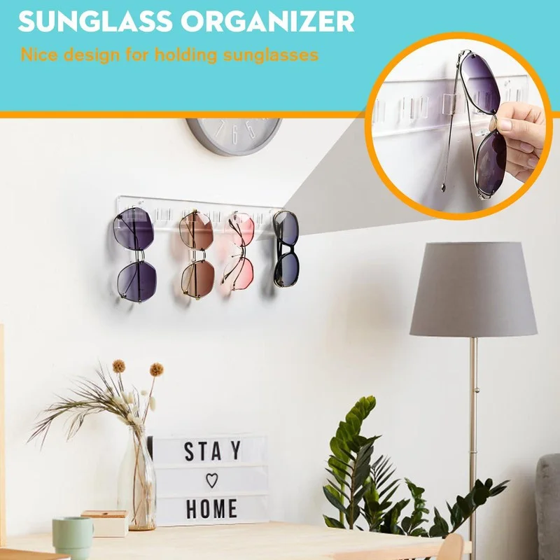 2PCS Wall Mounted Sunglasses Eyeglasses Display Rack Eyewear Holder Organizer