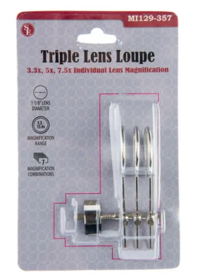 3.3X 5X 7.5X Triple Lens Clip-On Jewelry Eye Loupe Magnifying Glass Eyeglass Aid 4