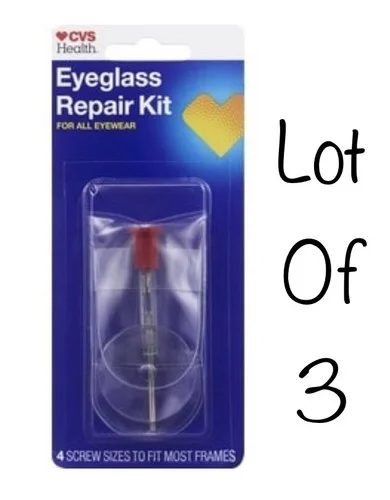 3- CVS Eyeglass Repair Kit For All Eyewear ~ 4 Screw Sizes .. Fit Most ( Lot 3 )