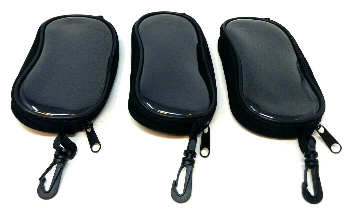 3 PACK BLACK TRANSPARENT ZIPPER SPORT SUNGLASSES EYEGLASSES CASE COVER PROTECTOR