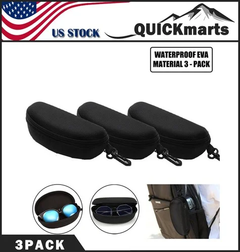 3 Pack Eye Glasses Case Box Sunglasses Protector Hard Zipper Belt Clip Portable