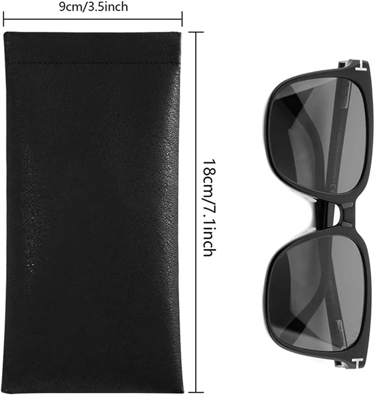 3 Pack Leather Soft Sunglasses Case Squeeze Top Portable Eyeglasses Pouch Bag 2