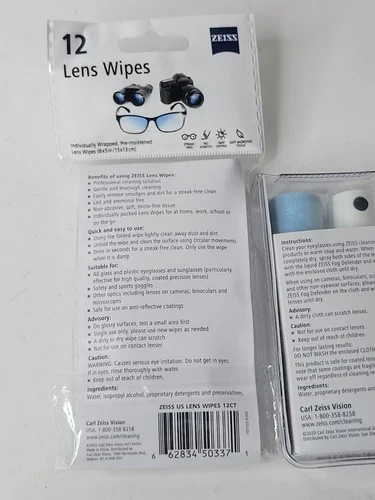 3 Pack! Zeiss Anti-Fog Defender Eyeglass Cleaner Kit Foggy Glasses Goggles Mask 4