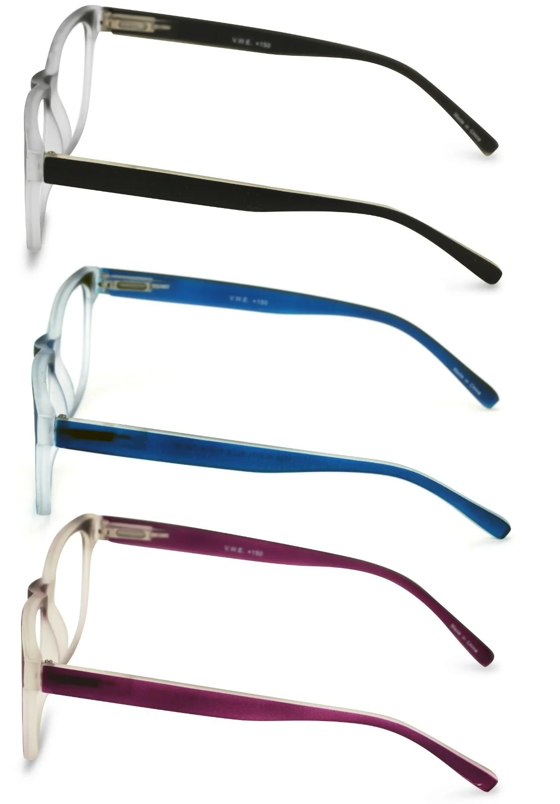3 Pairs Matte Translucent Classic Reader - Spring Hinge - Unisex Reading Glasses 4