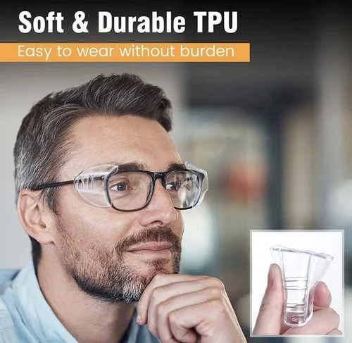 3 Pairs Universal Eyeglasses Side Shields-Flexible Slip-On Safety Glasses Shield 3