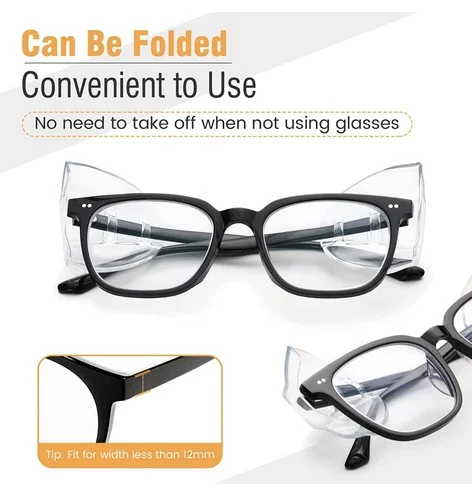 3 Pairs Universal Eyeglasses Side Shields-Flexible Slip-On Safety Glasses Shield 4