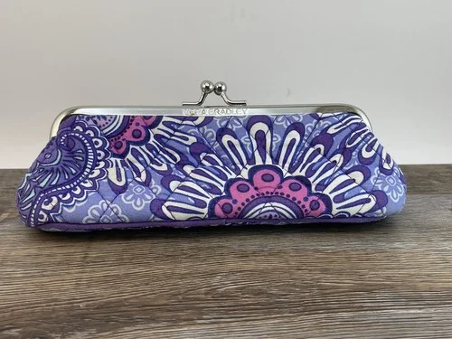 3 SOFT EYEGLASS CASES - 1 PURPLE 1 BLACK 1 FLORAL VERA BRADLEY CASE - NEAR MINT