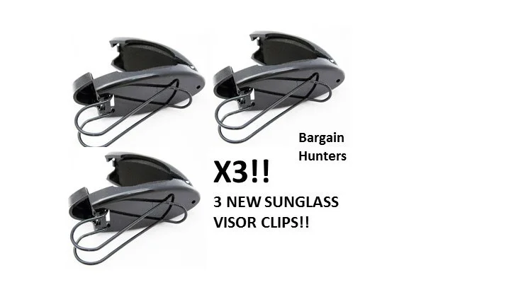 3 Sunglass Visor Clip Sunglasses Eyeglass Holder Car Auto Reading Glasses Grey