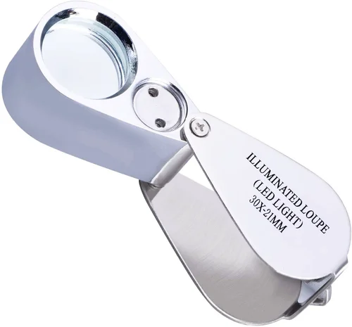 30X Jewelers Loupe Magnifying Jewelry Loop Magnifier Light LED Pocket Eye Glass 4
