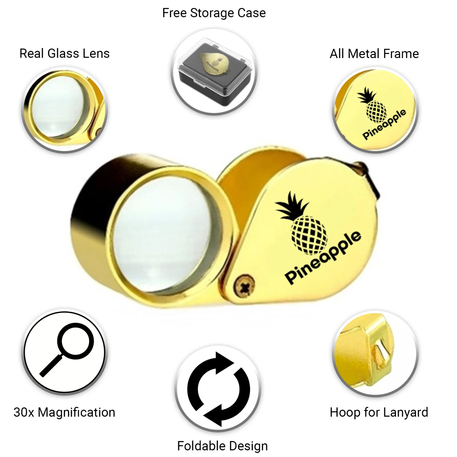 30X Jewelers Loupe Magnifying Loop Magnifier Coin Jewelry Eye Glass Pocket Lens 2