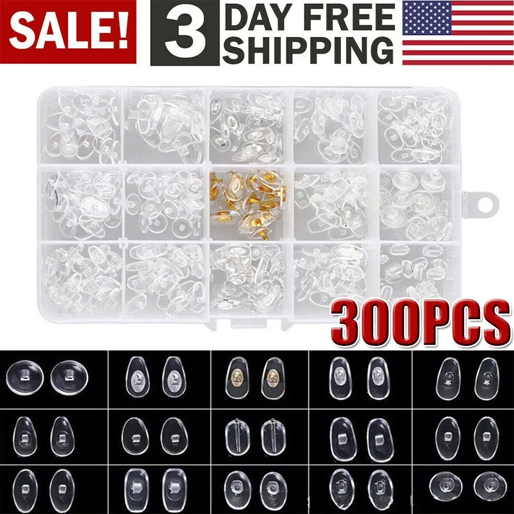 30x Silicone Screw On Push In Glasses Nose Pads Repair Tool For Eyeglass Eyewear