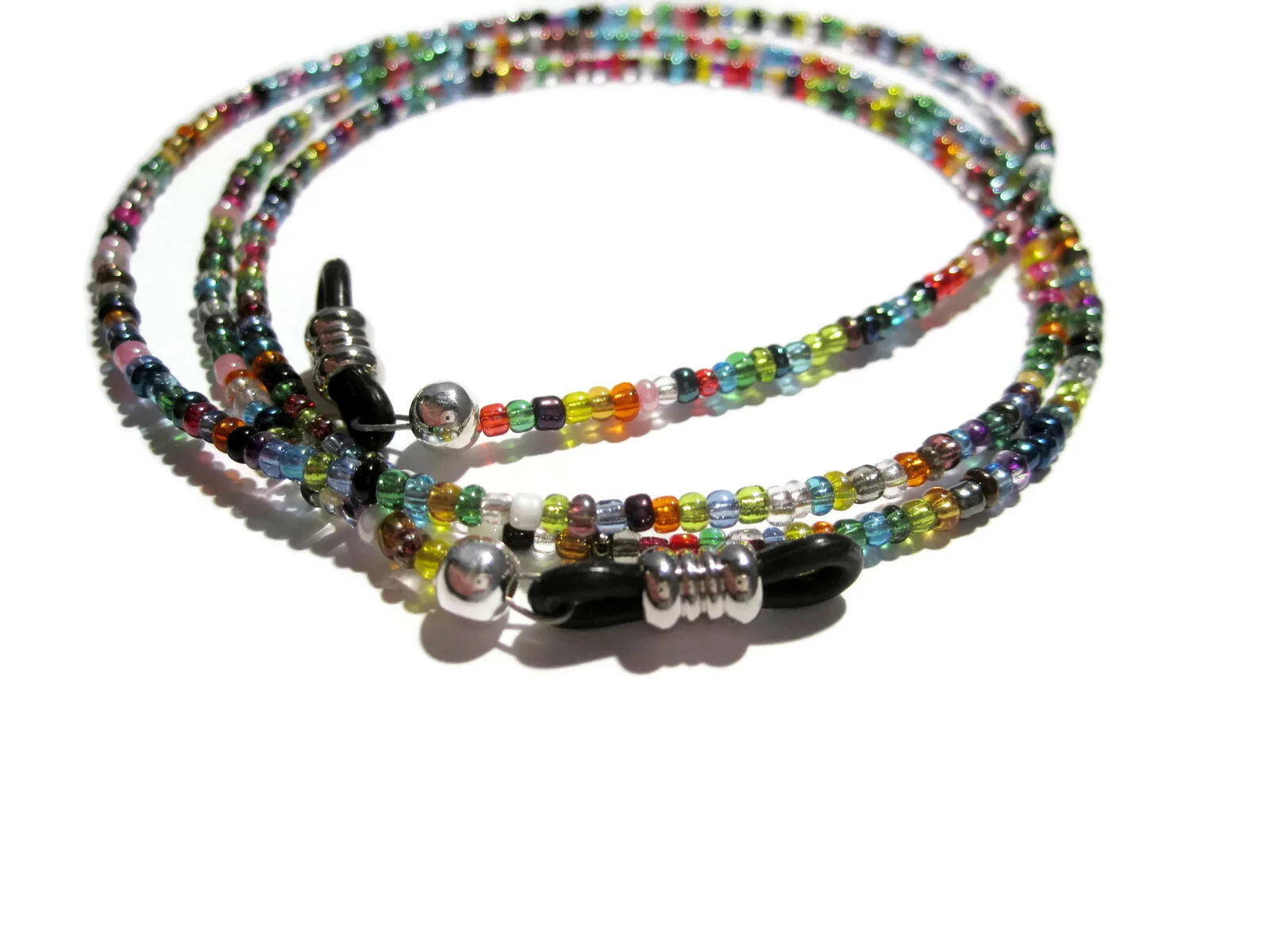 32 Colors Beaded Eyeglass Holder Necklace, Glasses Lanyard Cord, Black Grips 2