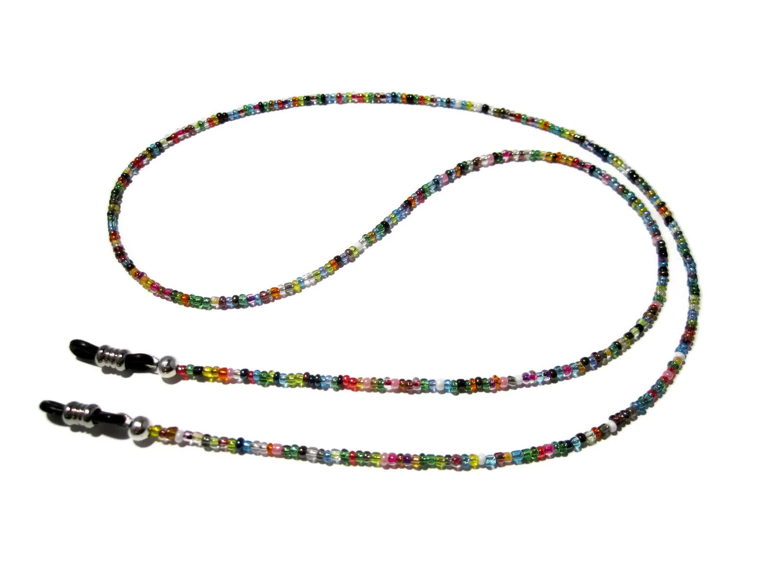 32 Colors Beaded Eyeglass Holder Necklace, Glasses Lanyard Cord, Black Grips 3