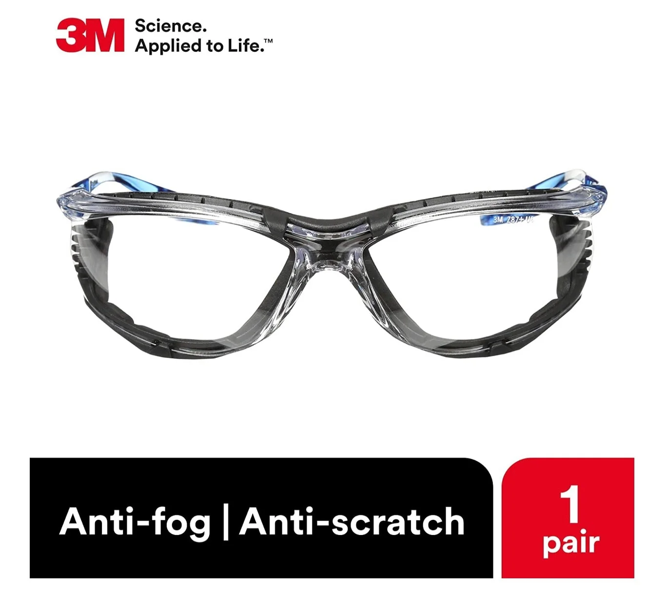 3M Virtua CCS Protective Safety Glasses W/ Foam Gasket Clear Anti-Fog Lens 3