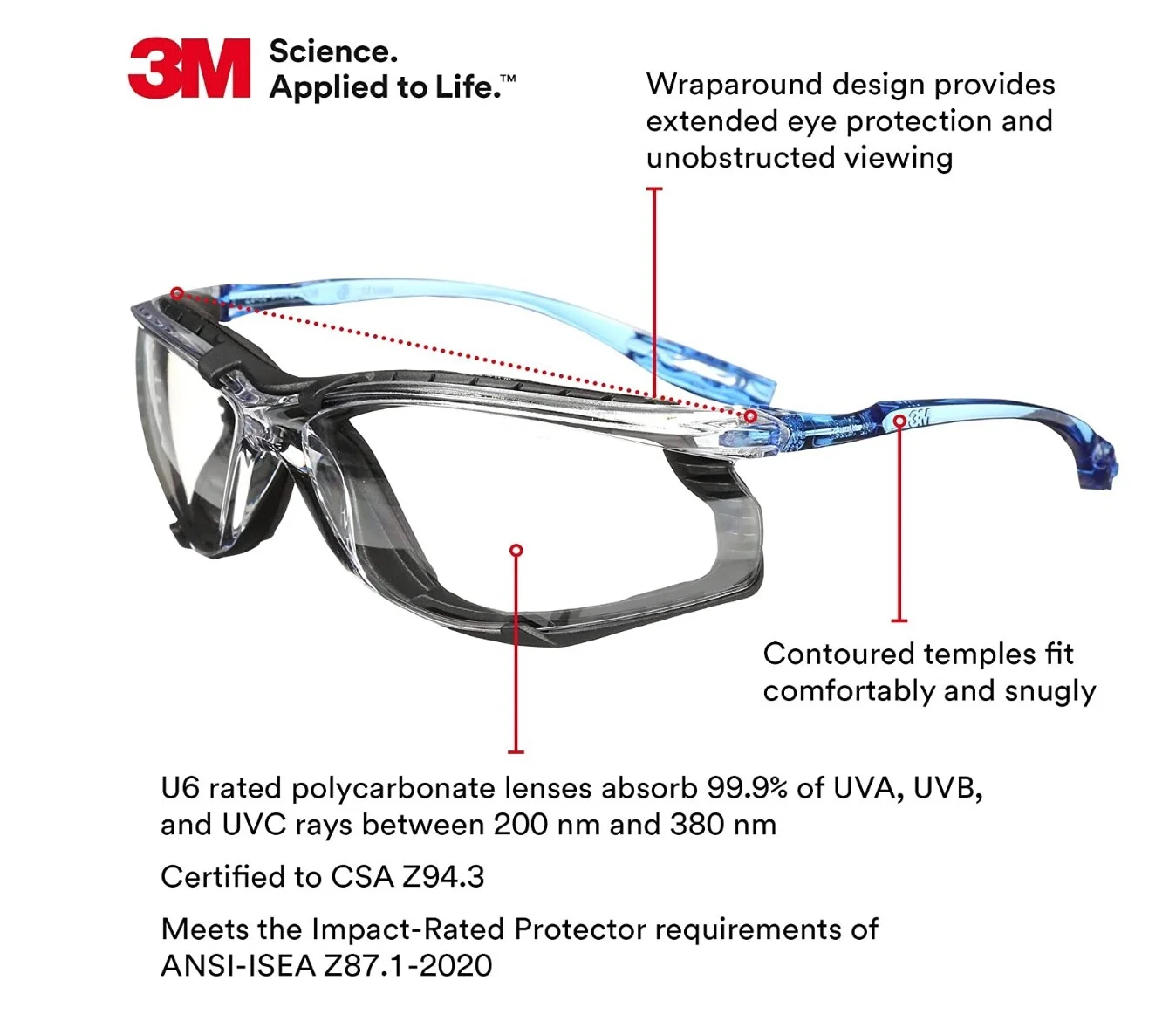 3M Virtua CCS Protective Safety Glasses W/ Foam Gasket Clear Anti-Fog Lens 4