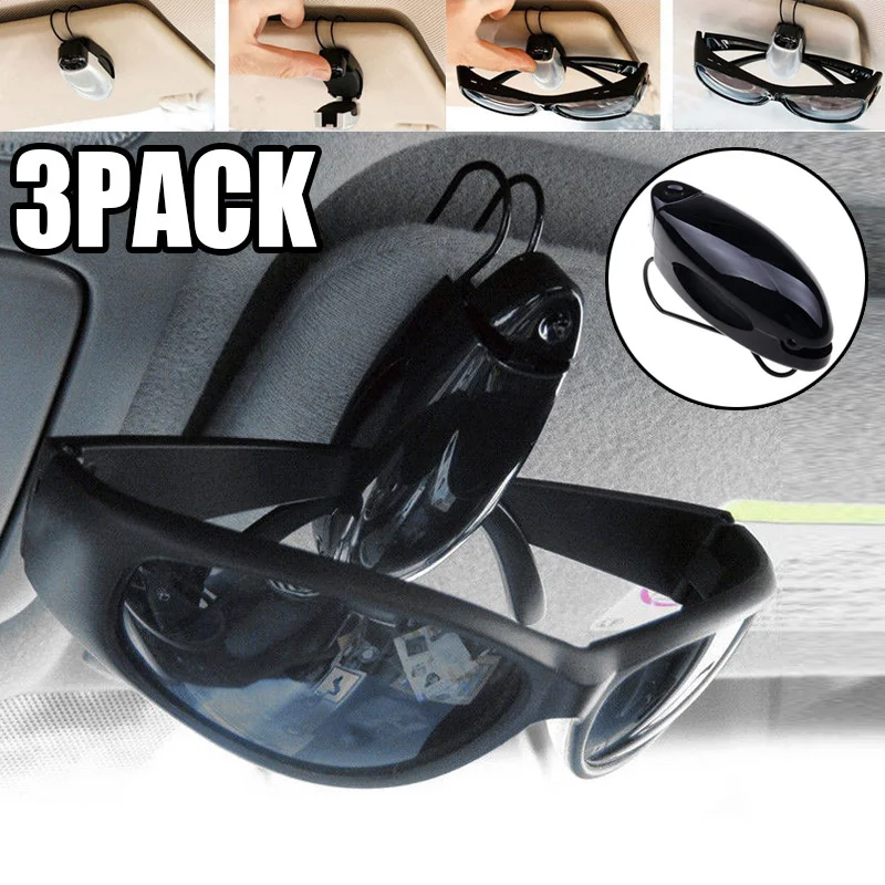 3Pcs Car Auto Sun Visor Clip Holder For Reading Glasses Sunglasses Eyeglass Card
