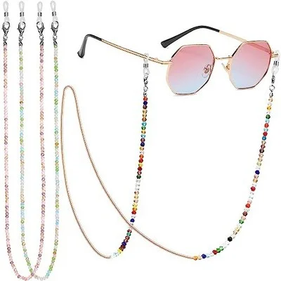 3Pcs Eyeglasses Chains Sunglasses Strap Holder Crystal Beaded Necklace for Women