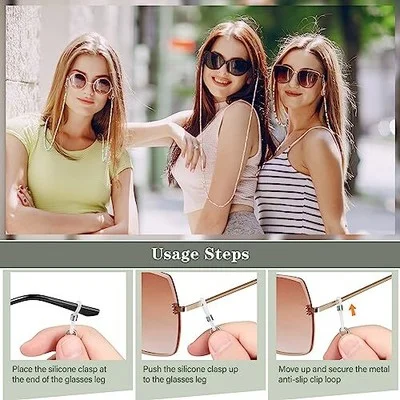 3Pcs Eyeglasses Chains Sunglasses Strap Holder Crystal Beaded Necklace for Women 2
