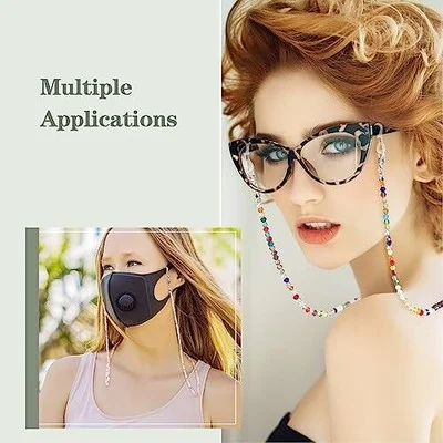 3Pcs Eyeglasses Chains Sunglasses Strap Holder Crystal Beaded Necklace for Women 3