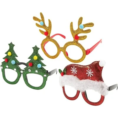 3x Christmas Photo Booth Props Glasses Eyeglasses Xmas Novelty Party Costume