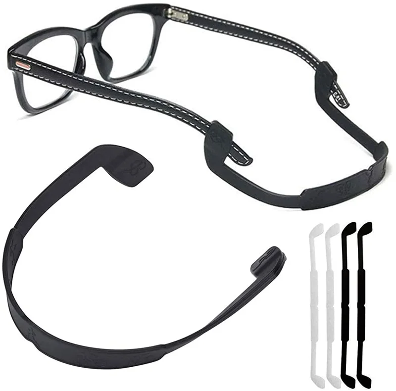 4-Pack Eyeglass Straps - Silicone, Anti-Slip, Black & White 2