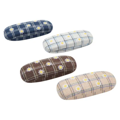 4 Pack Hard Shell Sunglasses Cases for Women, Plaid Eyeglass Eyewear Holders