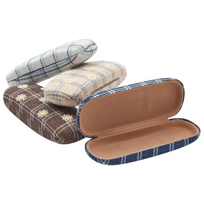 4 Pack Hard Shell Sunglasses Cases for Women, Plaid Eyeglass Eyewear Holders 2