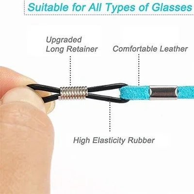 4 Pack Leather Eyeglass Straps Adjustable Eyewear Retainers Anti-Slip Lanyards 4