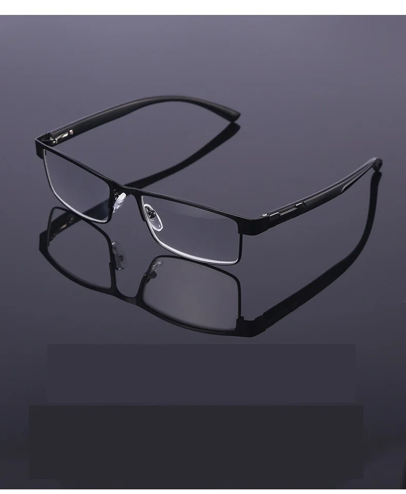 4 Pack Men Classic Style Square Metal Frame Reading Glasses Spring Hinge Readers 3