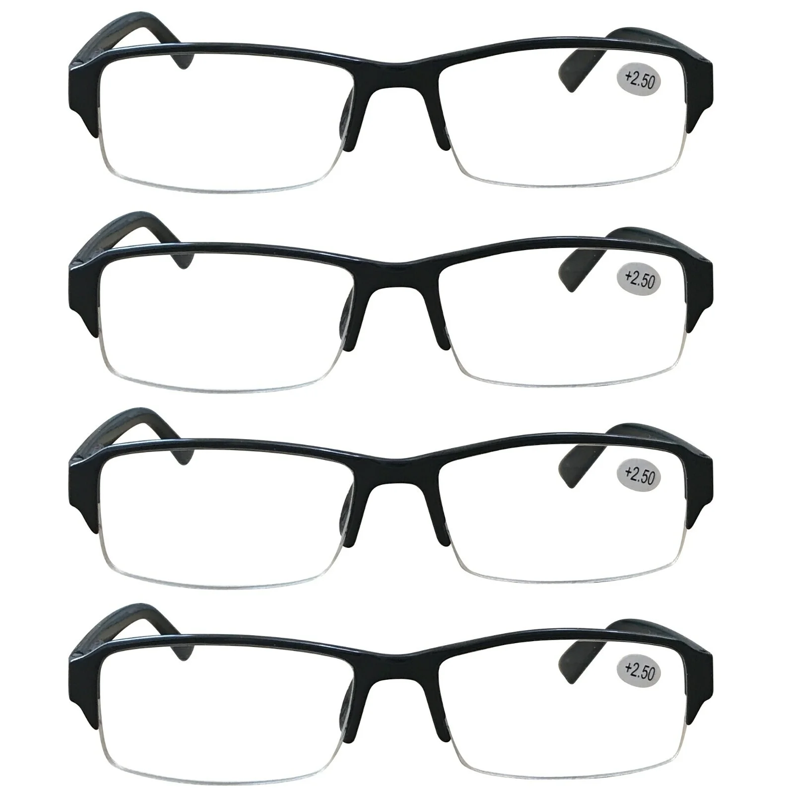 4 Pack Mens Half Frame Blue Light Blocking Reading Glasses Spring Hinge Readers