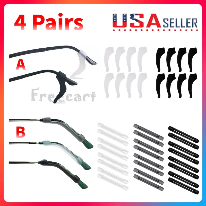 4 Pair Anti-Slip Eyeglasses Temple Holder Ear Hook Grip Glasses Cushions