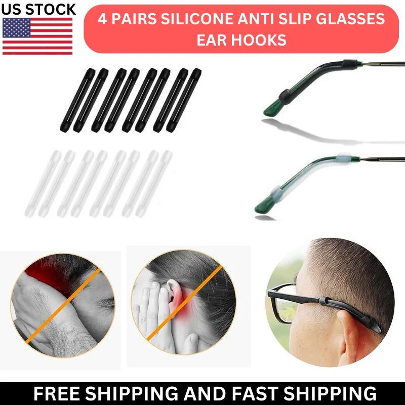 4 Pair Silicone Eyeglass Temple Holder Anti-Slip Glasses Ear Hook Tips for Grip 3