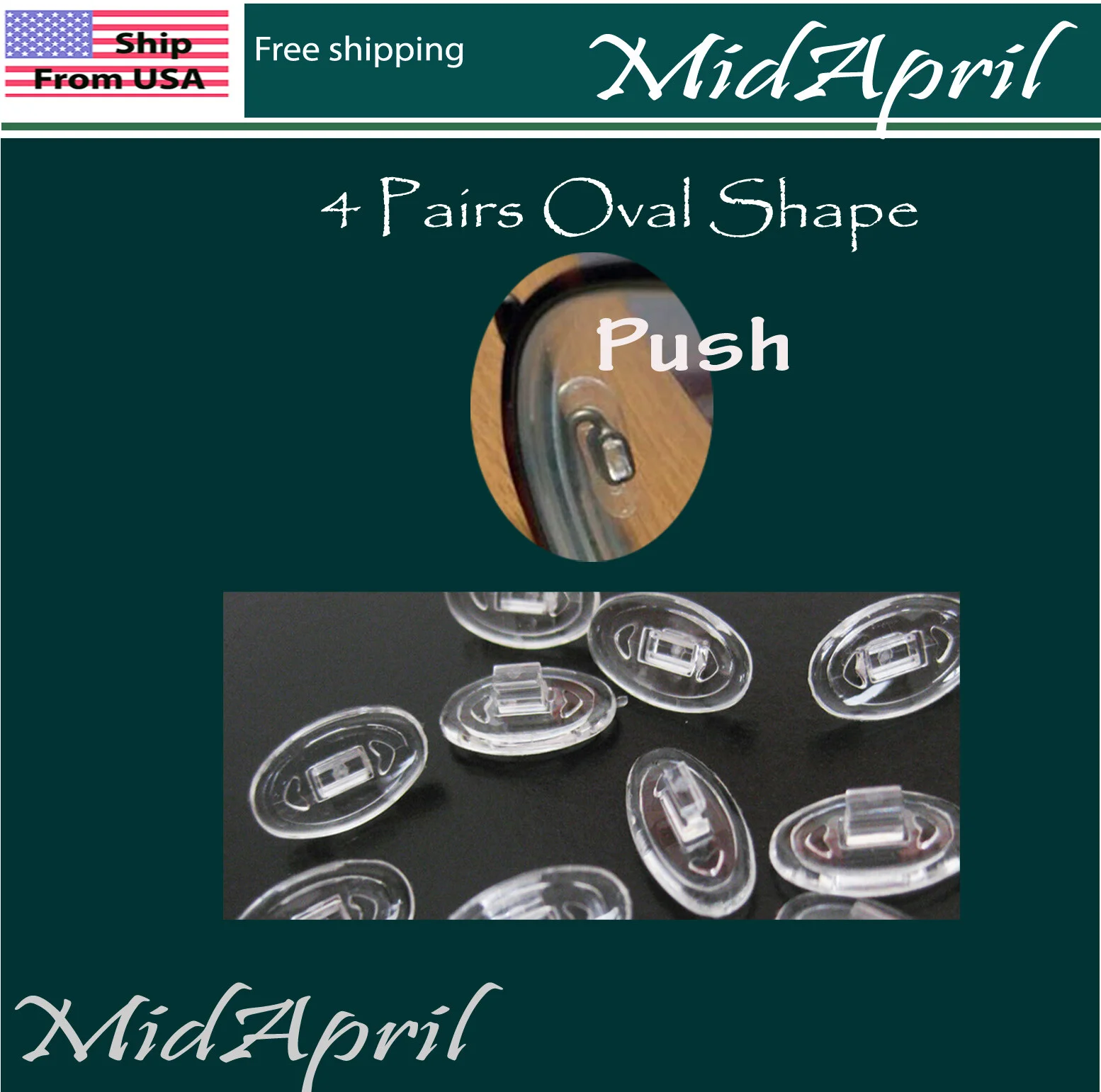 4 pairs eyeglass NOSE PADS Oval SILICONE push in on SCREW US Seller 2
