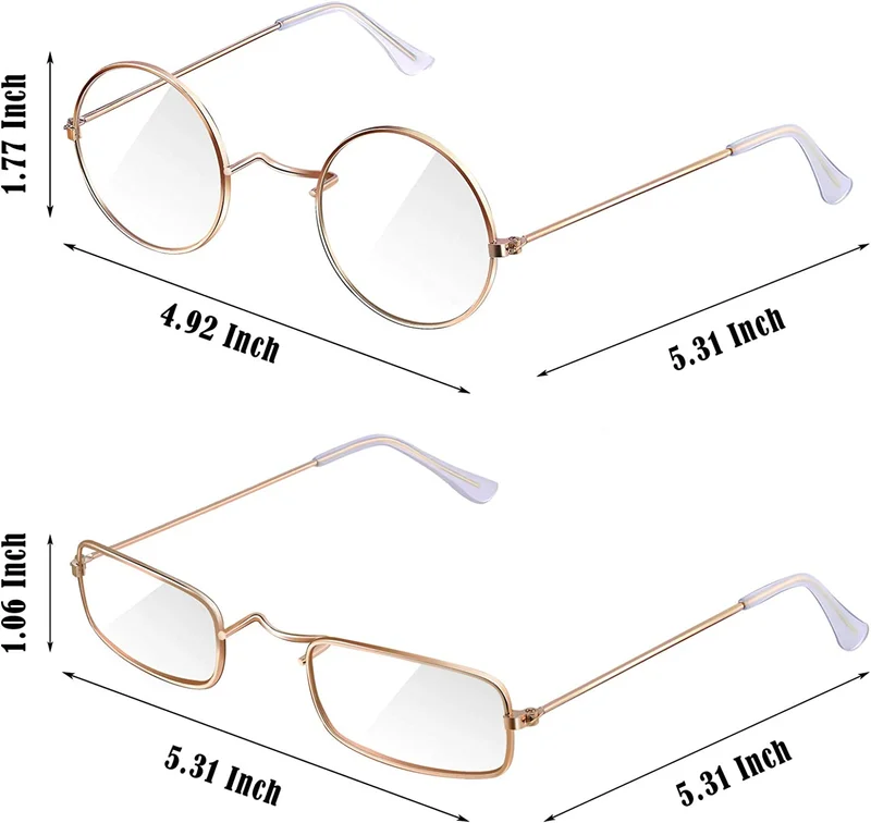 4 Pairs Old Man Costume Glasses Gold Santa Eyeglasses Gold Square round Glasses 3