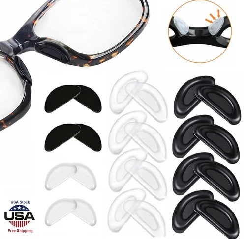 4 Pairs silicone Anti-slip Stick On Nose Pads For Eyeglasses Sunglasses Glasses