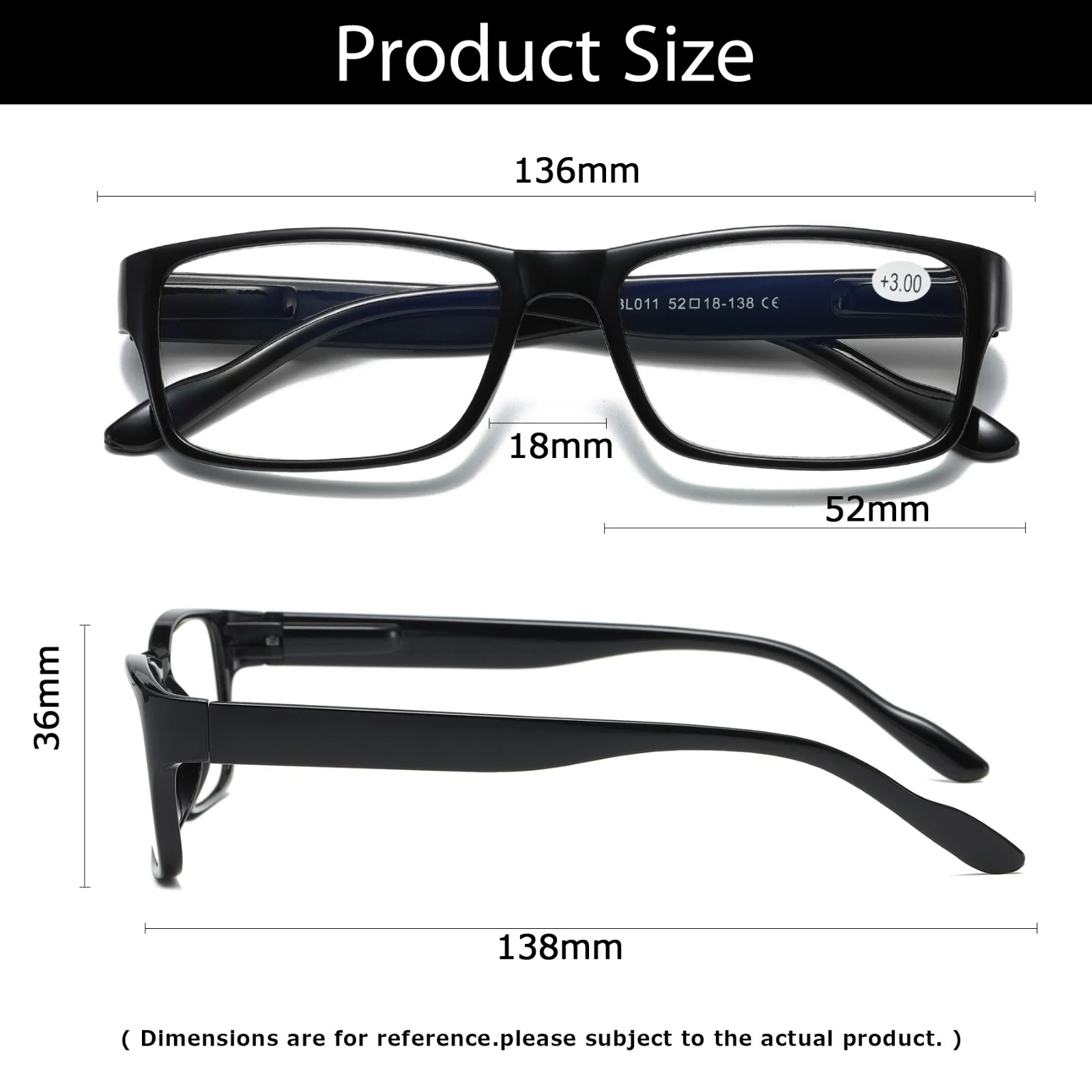 4 PK Mens Unisex Blue Light Blocking Reading Glasses Black Spring Hinge Readers 2