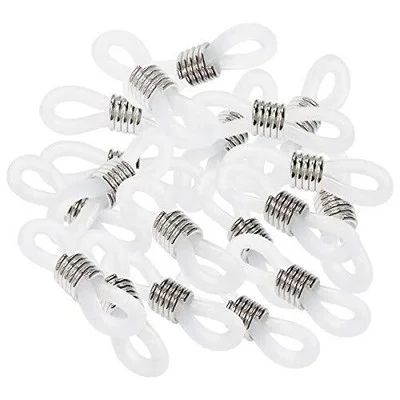 40 Pieces Eyeglass Chain Ends Adjustable Rubber Spectacle End White and Silver