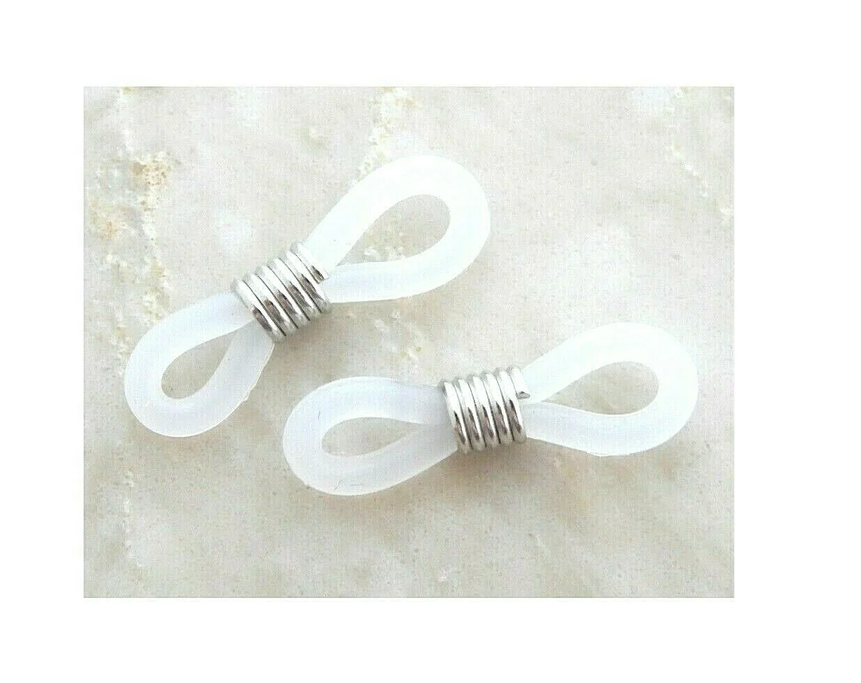 40 White Rubber and Silver Coil Sun Eye Glasses Eye Glass Holders Bead Findings 2