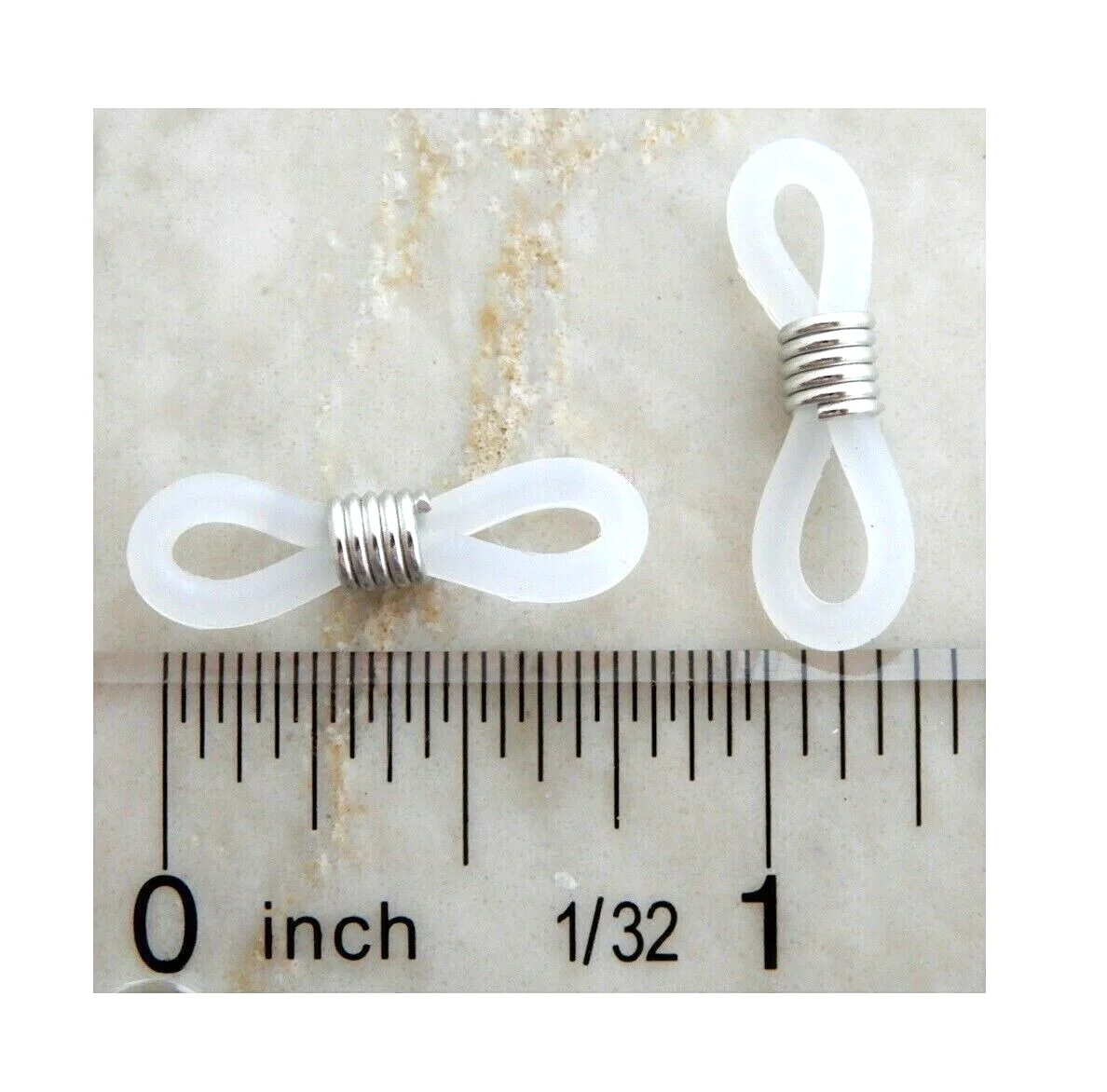 40 White Rubber and Silver Coil Sun Eye Glasses Eye Glass Holders Bead Findings 3