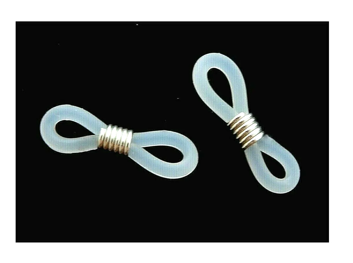 40 White Rubber and Silver Coil Sun Eye Glasses Eye Glass Holders Bead Findings 4