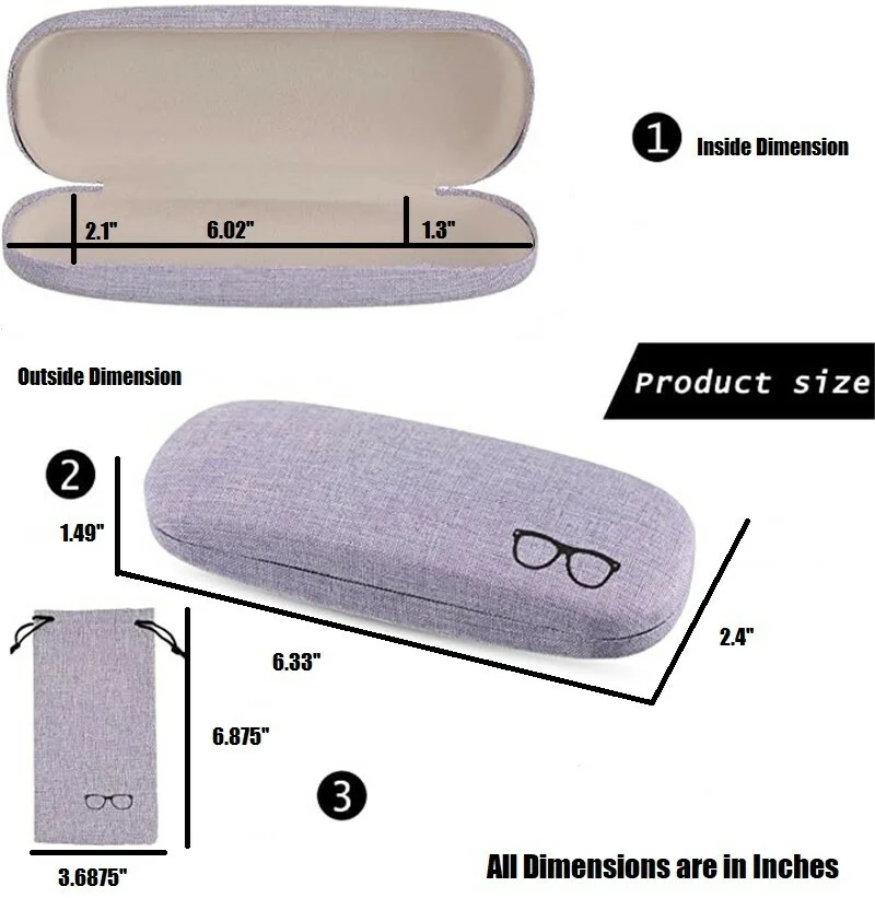4pack Unisex Linen Fabric Hard Shell Eyeglasses Protector Case for Men Women 3