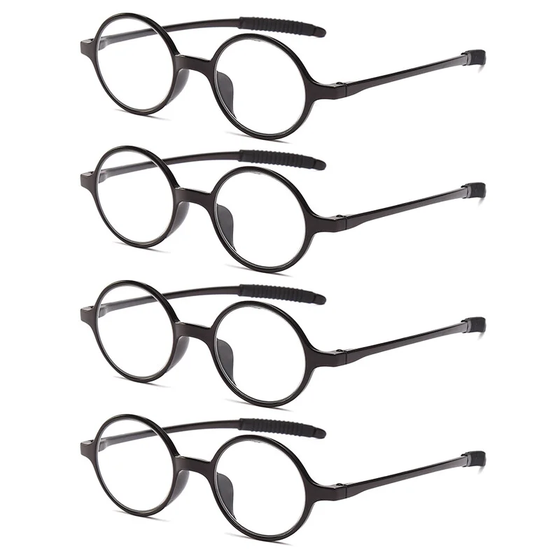 4PK Mens Unisex Round Frame Reading Glasses Clear Lens Readers for Small Faces