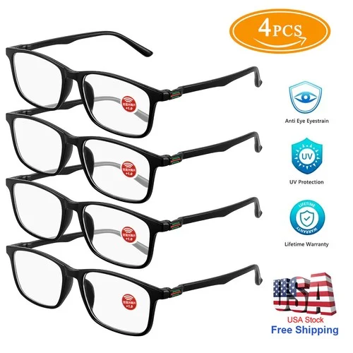 4x New Mens Full Frame Blue Light Blocking Reading Glasses Spring Hinge Readers 2