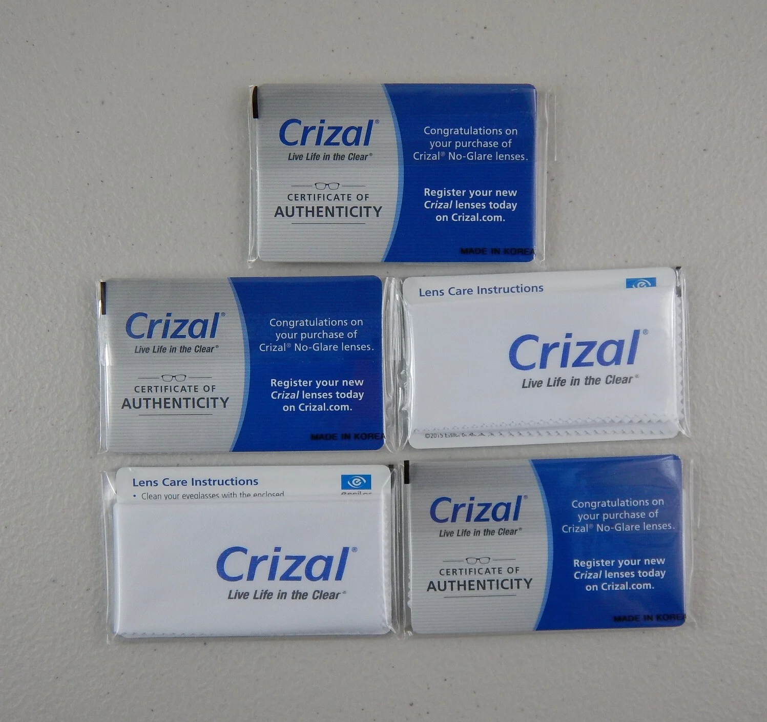 (5) Crizal Microfiber Cleaning Cloths Eyeglasses Phone Screen Camera Lens