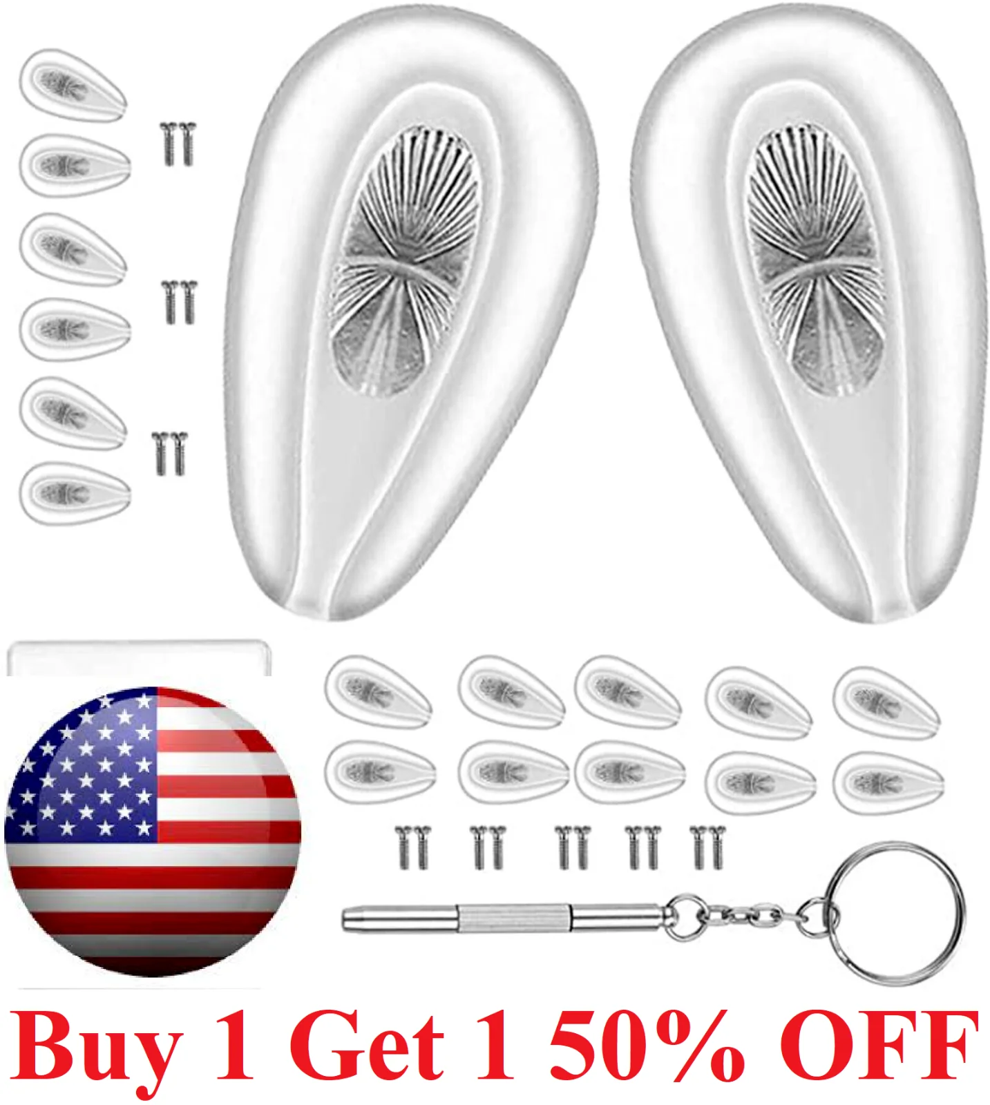 5 Pairs Air Chamber Pad Screw Nose Optical Glasses Repair Tool Kit Set Eyeglass
