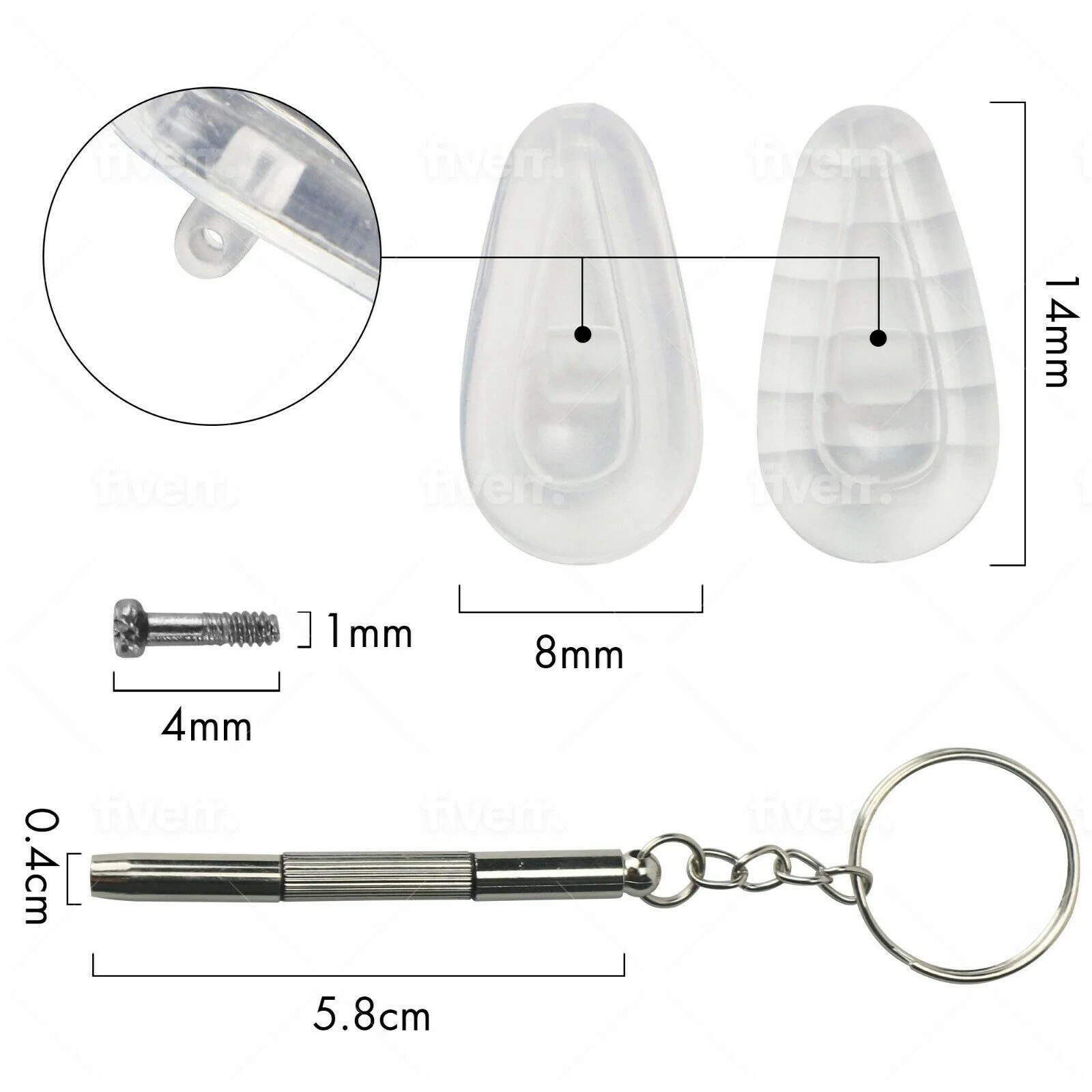 5 Pairs Air Chamber Pad Screw Nose Optical Glasses Repair Tool Kit Set Eyeglass 2