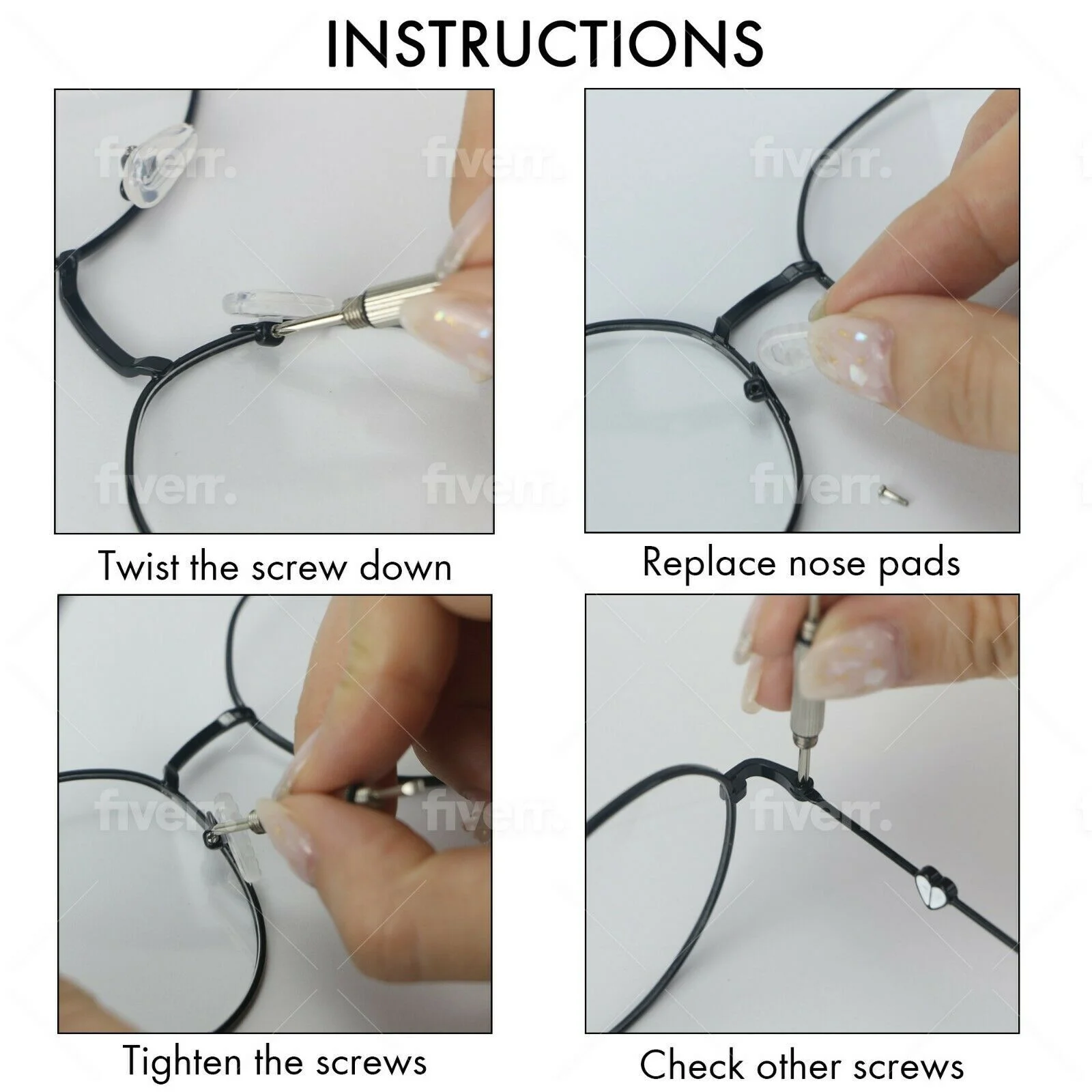 5 Pairs Air Chamber Pad Screw Nose Optical Glasses Repair Tool Kit Set Eyeglass 4